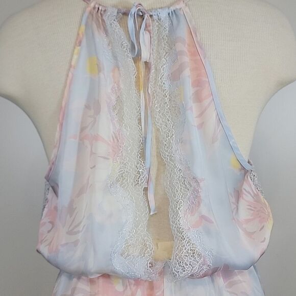 VICTORIA'S SECRET Georgette Floral Satin Lace Romper size M - Picture 6 of 9